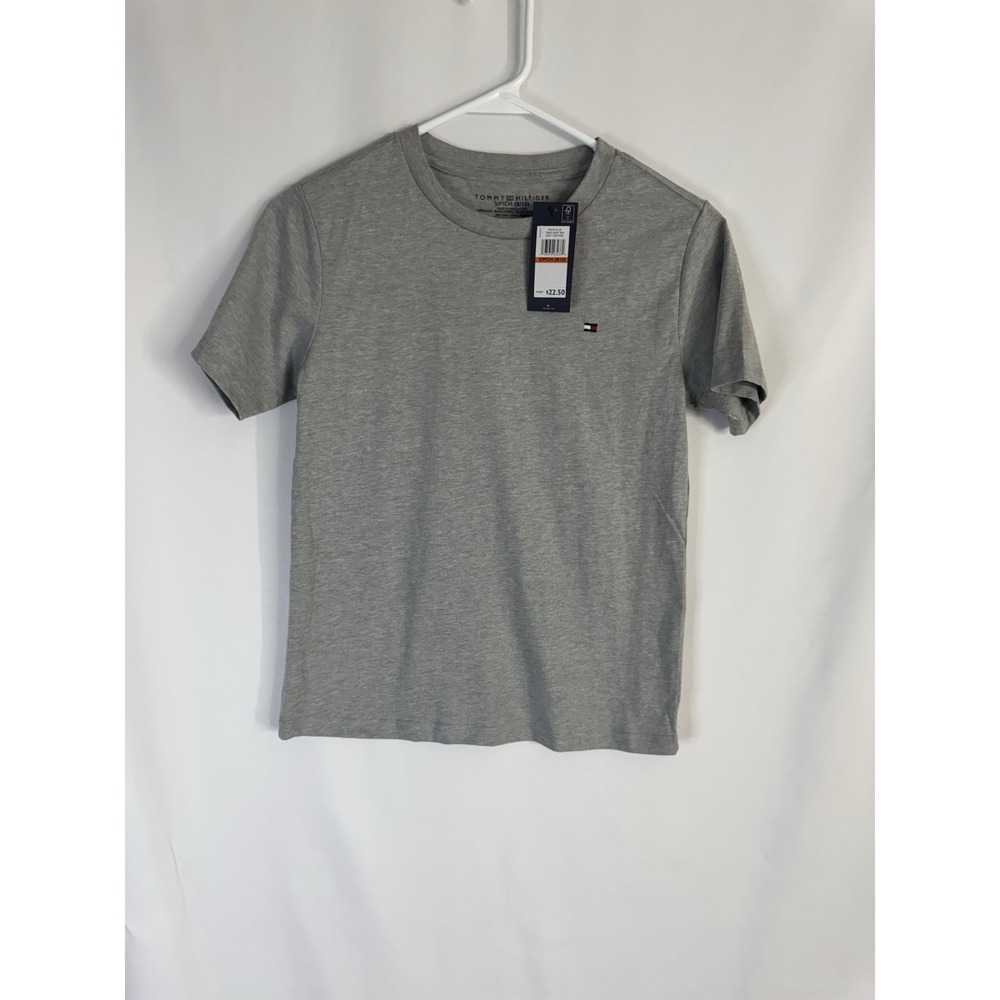 NWT Tommy Hilfiger Boys Gray Crewneck T-Shirt Size 8/10 Classic Logo Tee
